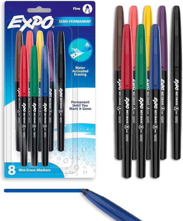 EXPO Wet Erase Markers | Fine Tip Multicolor Pack